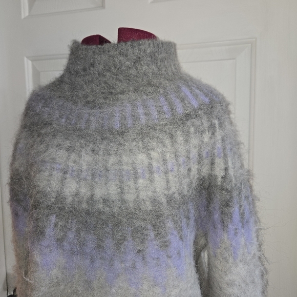 Banana Republic Alpaca Blend Mock Neck Fairisle Sweater in Heather Gray - Picture 2 of 13